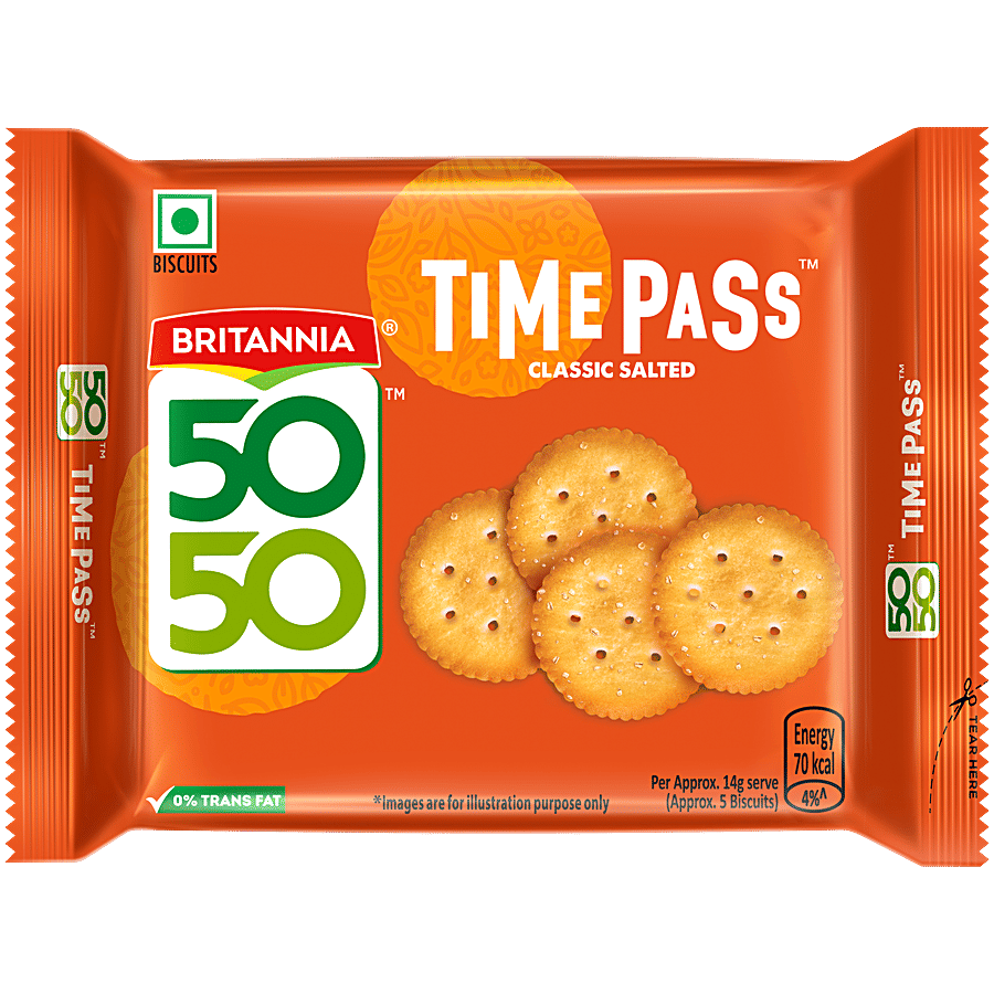 Britannia 50 50 Timepass Salted Biscuits 150 G