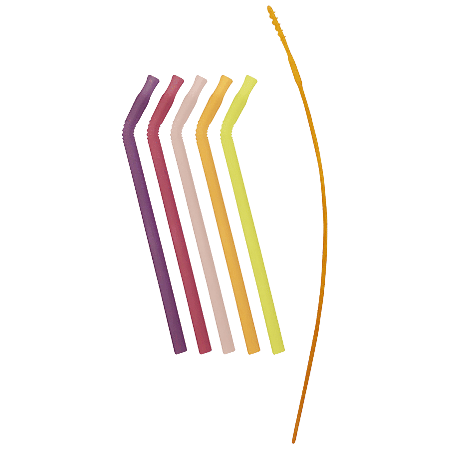 Bbox Silicone Straw Very Berry Assorted Colour Flexible Reusable 5 Pcs