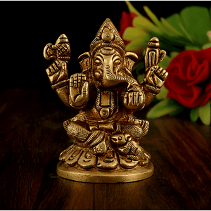 Vintage Gulley Brass Miniature Ganesha 1 Pc