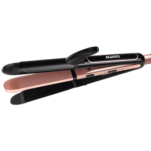 Agaro Hs1119 3 In 1 Hair Styler Straightener Crimper Curler Keratin Infused Ceramic Coated Plate Black Rose Gold 1 Pc