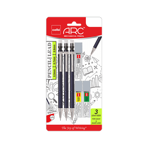 Cello Arc Mechanical Pencil With Lead 05 Mm 07 Mm 09 Mm 3 Pcs