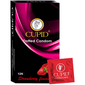 Cupid Dotted Condom Strawberry Flavour 12 Pcs