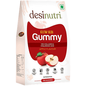 Desi Nutri Glow Skin Gummy Apple Flavour With Veg Collagen Hyaluronic Acid 30 Pcs
