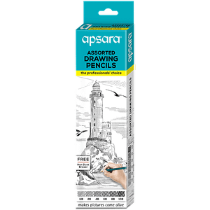 Apsara Assorted Drawing Pencils Six Distinctive Grades Hb 2b 4b 6b 8b 10b Superior Lead Quality Ink Black 6 Pcs