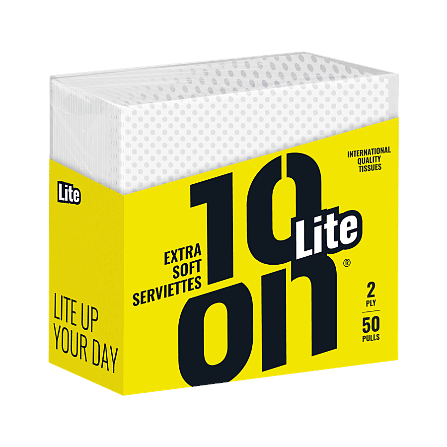 10on Tissues Lite Extra Soft Servettes Table Top 2 Ply 50 Pulls