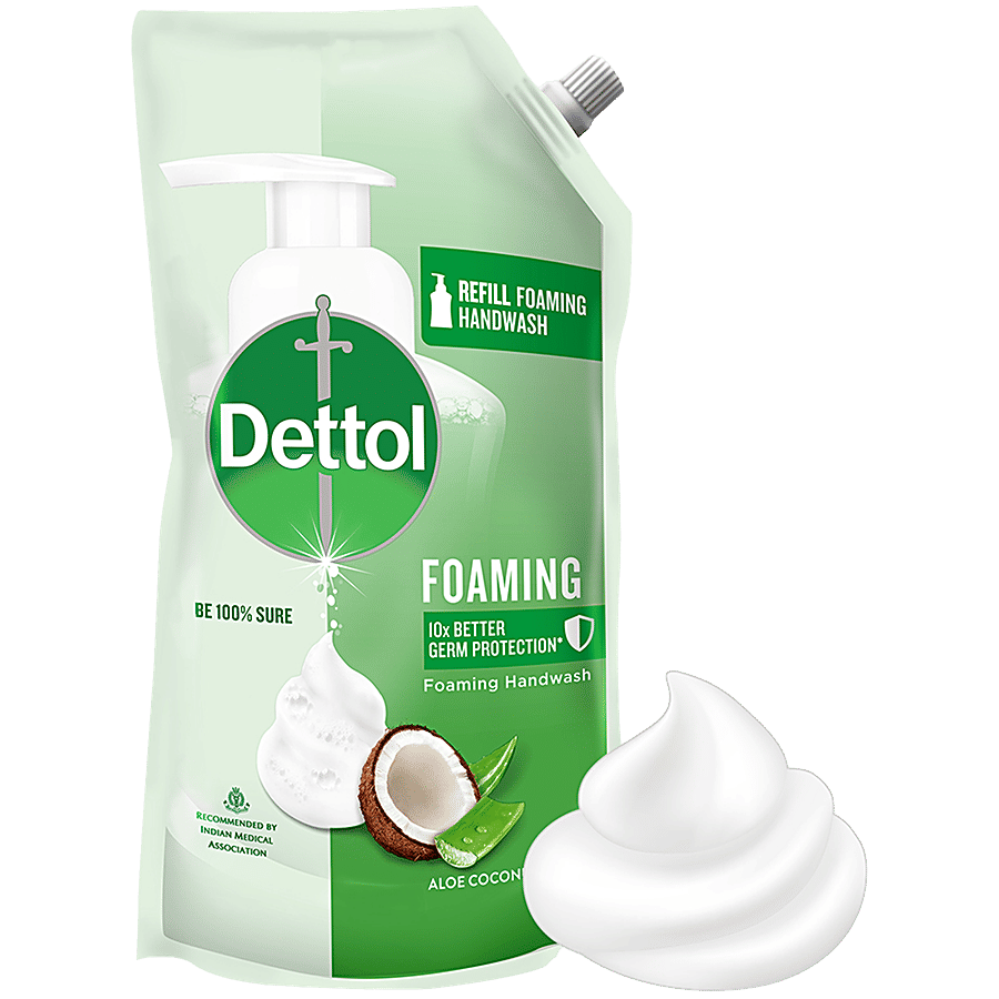 Dettol Foaming Hand Wash Ph Balanced 100 Germs Protection Refill Aloe Coconut 700 Ml
