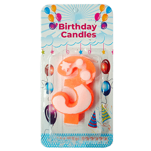 Creative Space Birthday Cake Candle Number 3 Multicolour 1 Pc