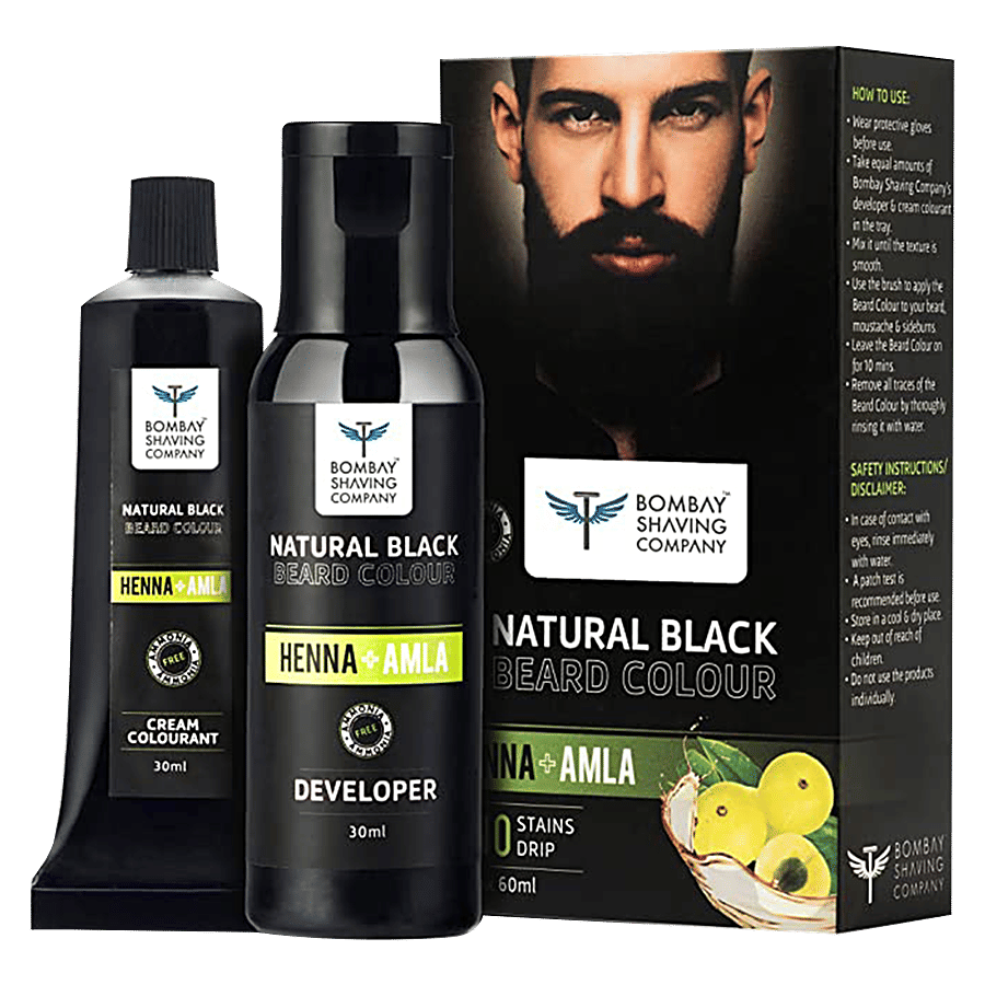 Bombay Shaving Company Natural Beard Colour With Henna Amla Long Lasting Black 2 Pcs