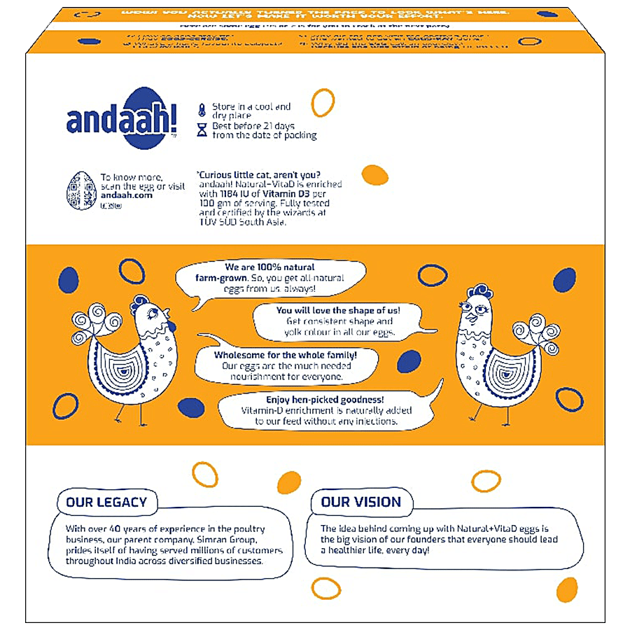 Andaah Eggs Natural Vita D Improves Bone Health 25 Pcs