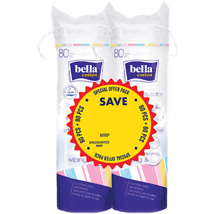 Bella Double Sided Cotton Pads 80 Pcs Pack Of 2