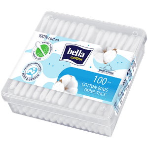 Bella Cotton Buds With Paper Stick Soft Gentle On Skin 100 Pcs Box