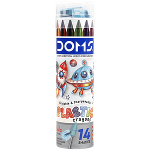 Doms Plastic Crayon 12 Pcs Round Tin