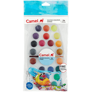 Camel Water Colour Cakes Assorted 24 Shades With 1 Paint Brush 1 Pc