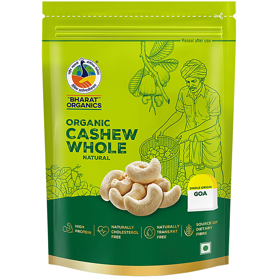 Bharat Organics Organic Cashew Whole 200 G Pouch