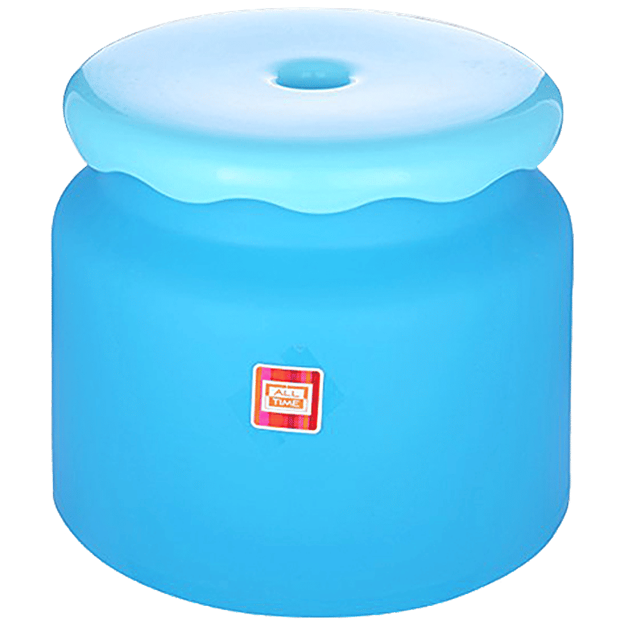 All Time Plastic Frosty Bathroom Stool Blue 1 Pc