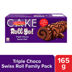 Britannia Cake Roll Yo Triple Choco Swiss Roll Family Pack 165 G