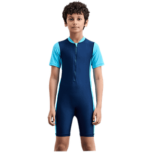 Boldfit Kids Swimming Dress One Piece Swimsuit For Boys Light Dark Blue 1 Pc