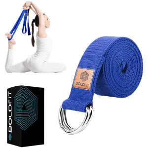 Boldfit Yoga Belt Blue 8 Feet Stretching Strap Adjustable D Ring Durable Comfy 1 Pc