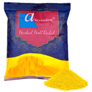 Ascension Herbal Holi Gulal Yellow Organic Skin Friendly Non Toxic For Festive Use Rangoli 100 G Pouch