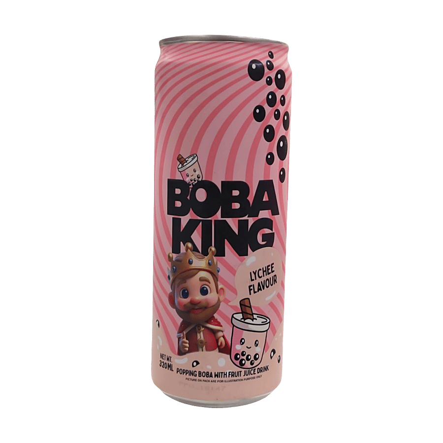 Boba King Lychee Flavour Popping Boba With Fruit Juice Drink 300 Ml