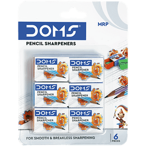 Doms Pencil Sharpeners Easy Grip Durable Anti Rust Coating 6 Pcs