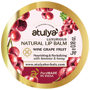 Atulya Luxurious Natural Lipbalm With Beeswax Honey Nourishing Revitalising 5 G Wine Grape Fruit