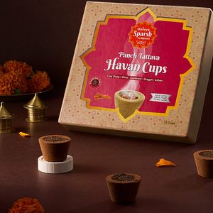Daivya Sparsh Sambrani Cups With Sandal Fragrance Made From Loban Guggal Sambrani Resins 12 Pcs