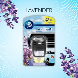 Ambi Pur Car Air Freshener Starter Kit Lavender Refill 2 X 7 Ml