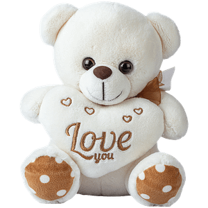 Dimpy Stuff Off White Teddy Bear Holding Love You Heart 1 Pc