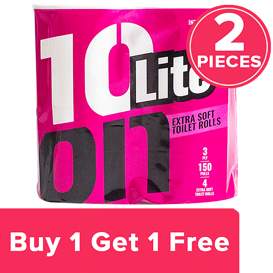 10on Tissues Extra Soft Toilet Tissue Paper Rolls 3 Ply Highly Absorbent Rash Free 4 In 1 Pack 150 Pcs