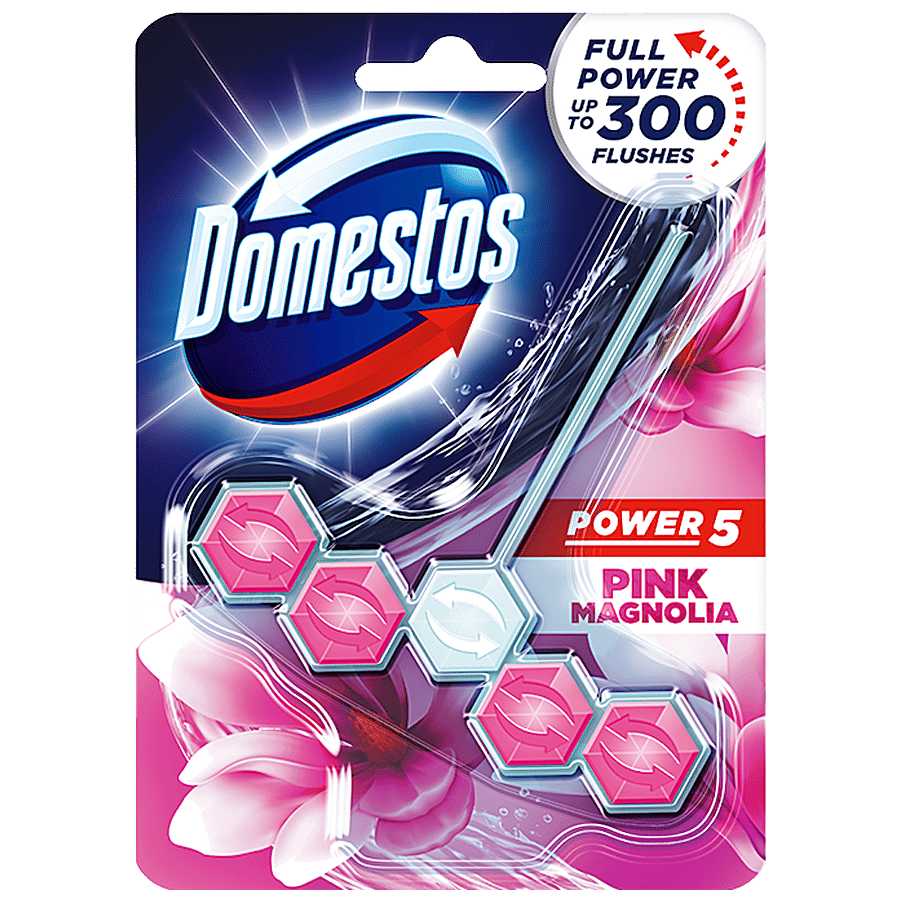 Domestos Pink Magnolia Toilet Rim Block With Long Lasting Fragrance 55 G
