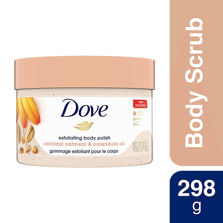 Dove Dove Exfoliating Body Polish Scrub Oatmeal Calendula Oil For Delicate Skin 298g 298 Gm
