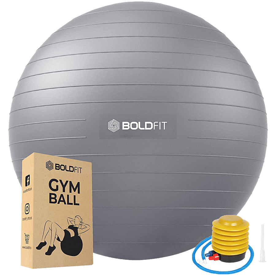 Boldfit Gym Ball With Foot Pump 55 Cm Grey 1 Pc