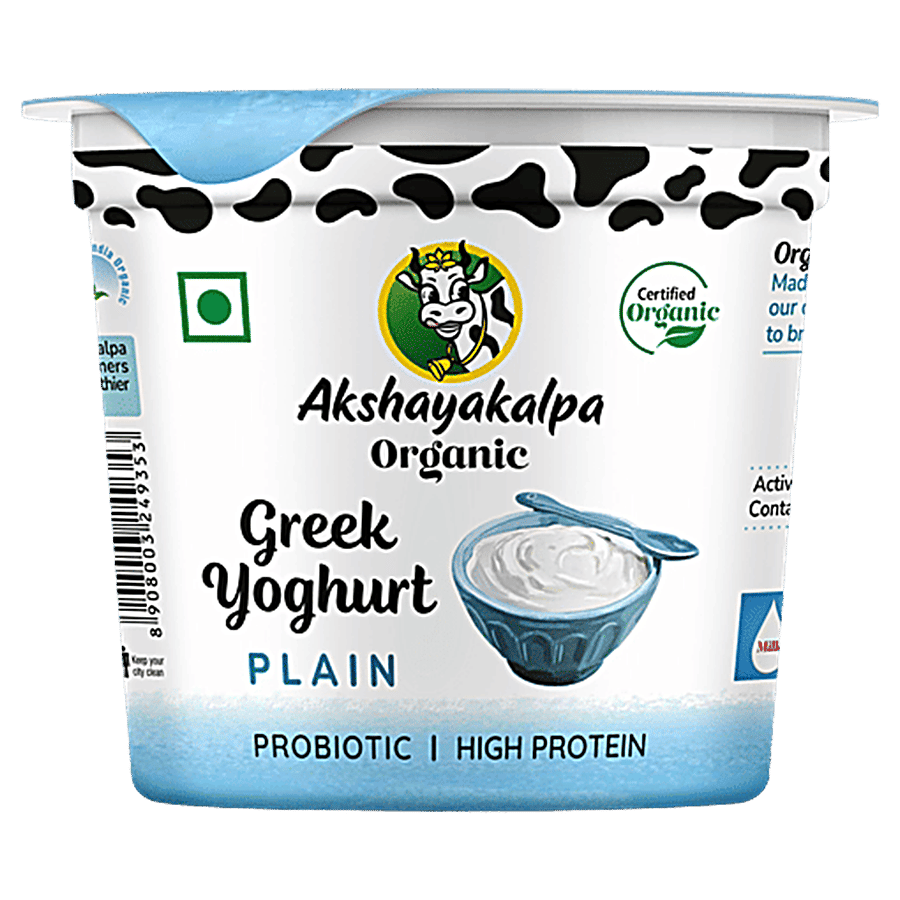 Akshayakalpa Organic Greek Yoghurt Plain Probiotic High Protein 100 G