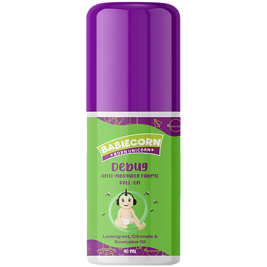 Babiecorn Babiecorn Debug Anti Mosquito Fabric Roll On Endowed With 100 Ayurvedic No Nasties Formula Zero Skin Touch With Ingredients Like Lemongrass Turmeric Citronella And Eucalyptus 40ml 40 Gm