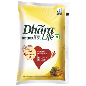 Dhara Refined Oil Rice Bran Natural Oryzanol Vitamin E 1 L Pouch