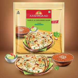 Aashirvaad Garlic Coriander Naan Ready To Cook Frozen No Added Preservatives 400 G Pouch