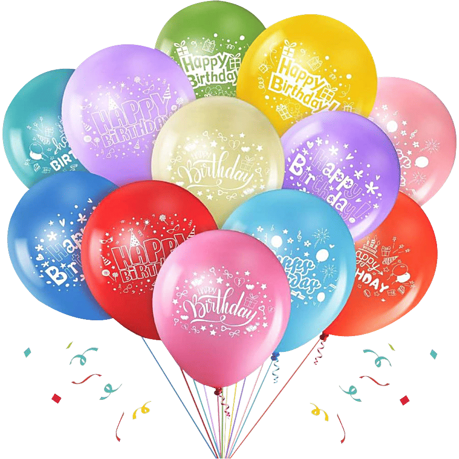 Cs Happy Birthday Balloon For Party Celebration 12 Assorted Rainbow Colours 6 Designs 25 Pcs