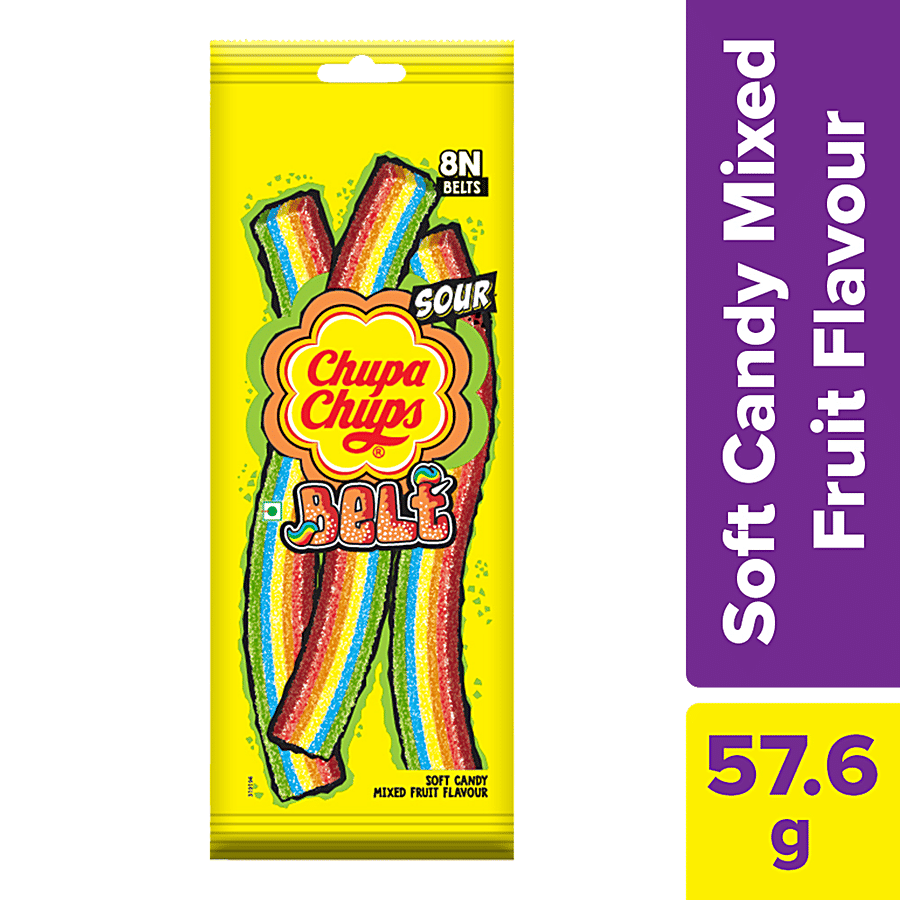 Chupa Chups Sour Belt Mixed Fruit Flavour Soft Chewy Toffee 576 G