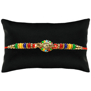 Creative Space Traditional Multicolour Stone Rakhi Elegant Design For Beloved Brother 1 Pc