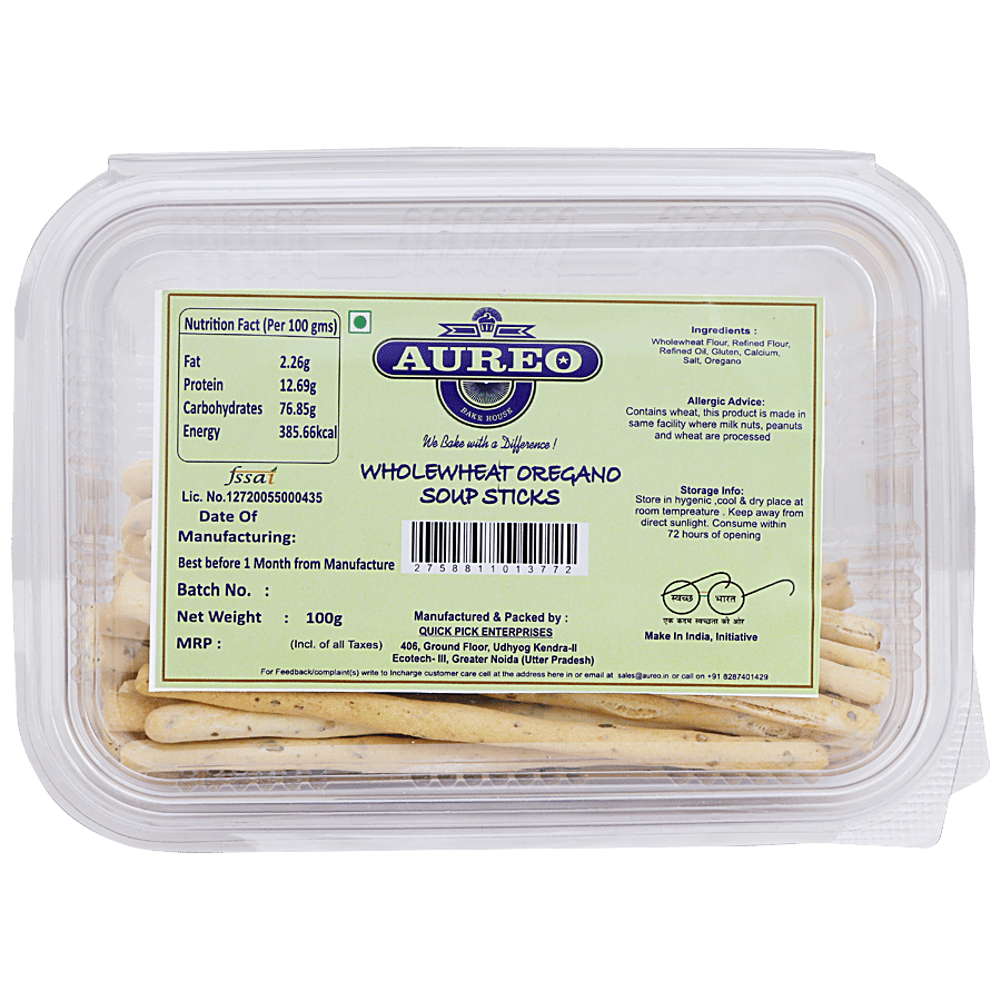 Aureo Wholewheat Oregano Soup Sticks 100 G