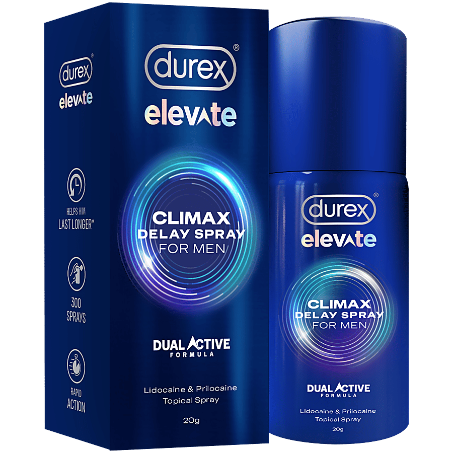 Durex Elevate Climax Delay Spray For Men Lidocaine Prilocaine Topical Spray 20 G