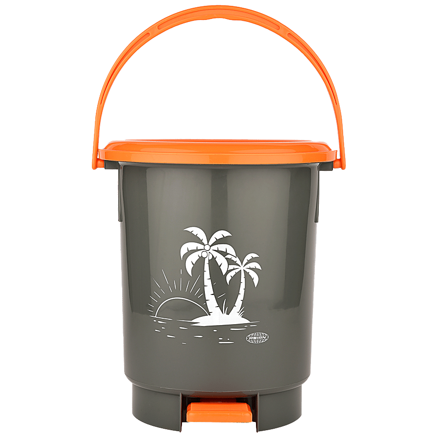 Asian Look Beautifull Dustbin Jr With Handle Orange 8 L