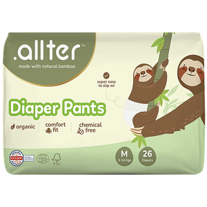 Allter Organic Bamboo Diaper Pants Medium Size 9 14 Kgs 26 Pcs