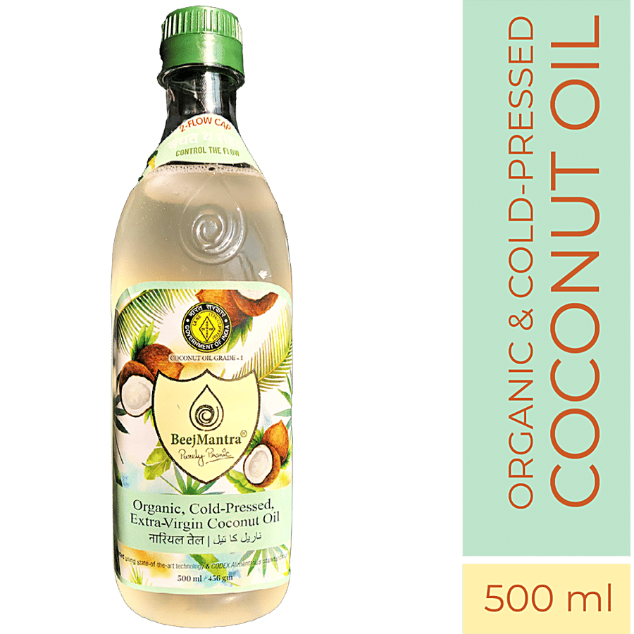 Beejmantra Coconut Oil Organic Cold Pressed Extra Virgin 500 Ml Pet Bottle