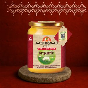 Aashirvaad Svasti Pure Organic Cow Ghee Rich In Flavour Omega 3 Nutrients 500 Ml Jar