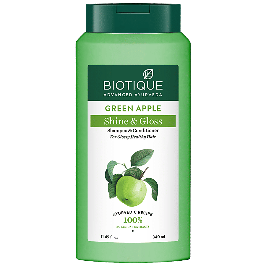 Biotique Green Apple Shine Gloss Shampoo Conditioner For Healthy Hair 340 Ml