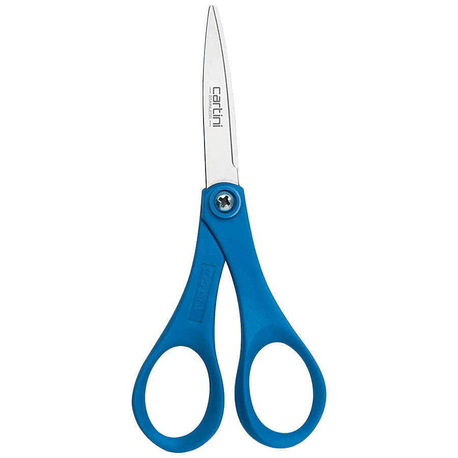 Cartini By Godrej Stainless Steel Comfort Scissors With Blue Handle Small 1 Pc