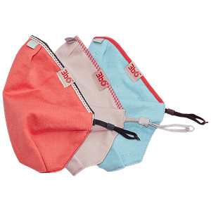 3bo Deltoid Lite Face Masks In Rose Pink Aqua Knit Fabrics With Bindings Assorted 3c2001 Medium 3 Pcs