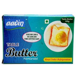 Aavin Butter Table Pasteurised 100 G Carton